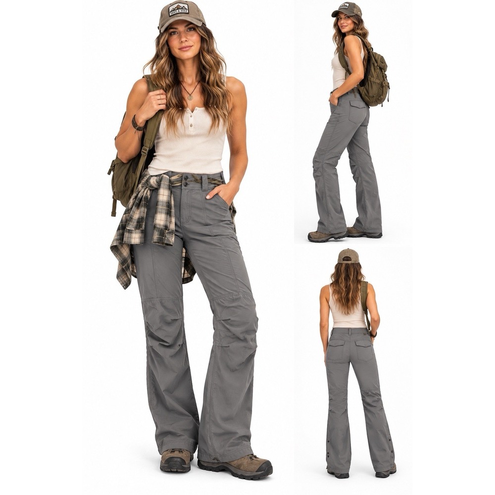 REI Sahara Hiking Pants Women 8 Gray Utility Gorpcore Granola Camp Convertible